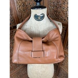 Liz‎ Claiborne Vintage Genuine Leather Hobo Handbag Brown 90s Y2K